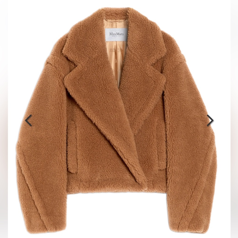 Max Mara Gardone Icon Crop Teddy Bear Coat In Camel